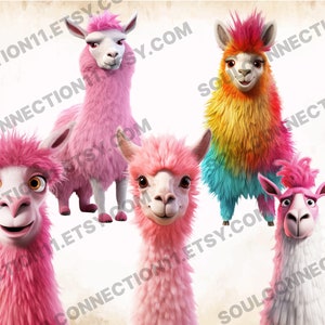 Llama PNG Clipart Bundle, Cute Llama Clipart, Alpaca Clipart ...