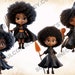 Afro-american Witch PNG Clipart, Cute Modern Witch Clipart Bundle