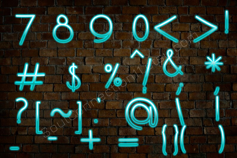 Ice Cold NEON Alphabet PNG Blue Neon Letters and Numbers - Etsy