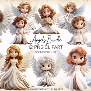Beaux anges PNG Clipart, lot d'Images mignons anges, sublimation, autocollant numérique, impression ange, décoration ange, décoration de gâteau