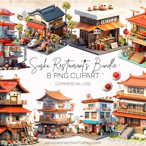 Cartoon Sushi Restaurant PNG Clipart, Sushi Bar Images, China Restaurant, China House, China Town Sublimation Design, Digitale Sticker
