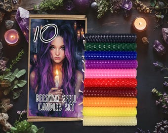 Pure Beeswax Spell Candle Set: Colorful Eco Altar Ritual Candles