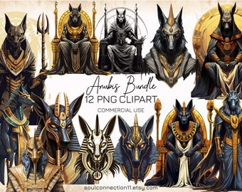 Anubis PNG Clipart Bundle, Egyptian God Images (Digital)