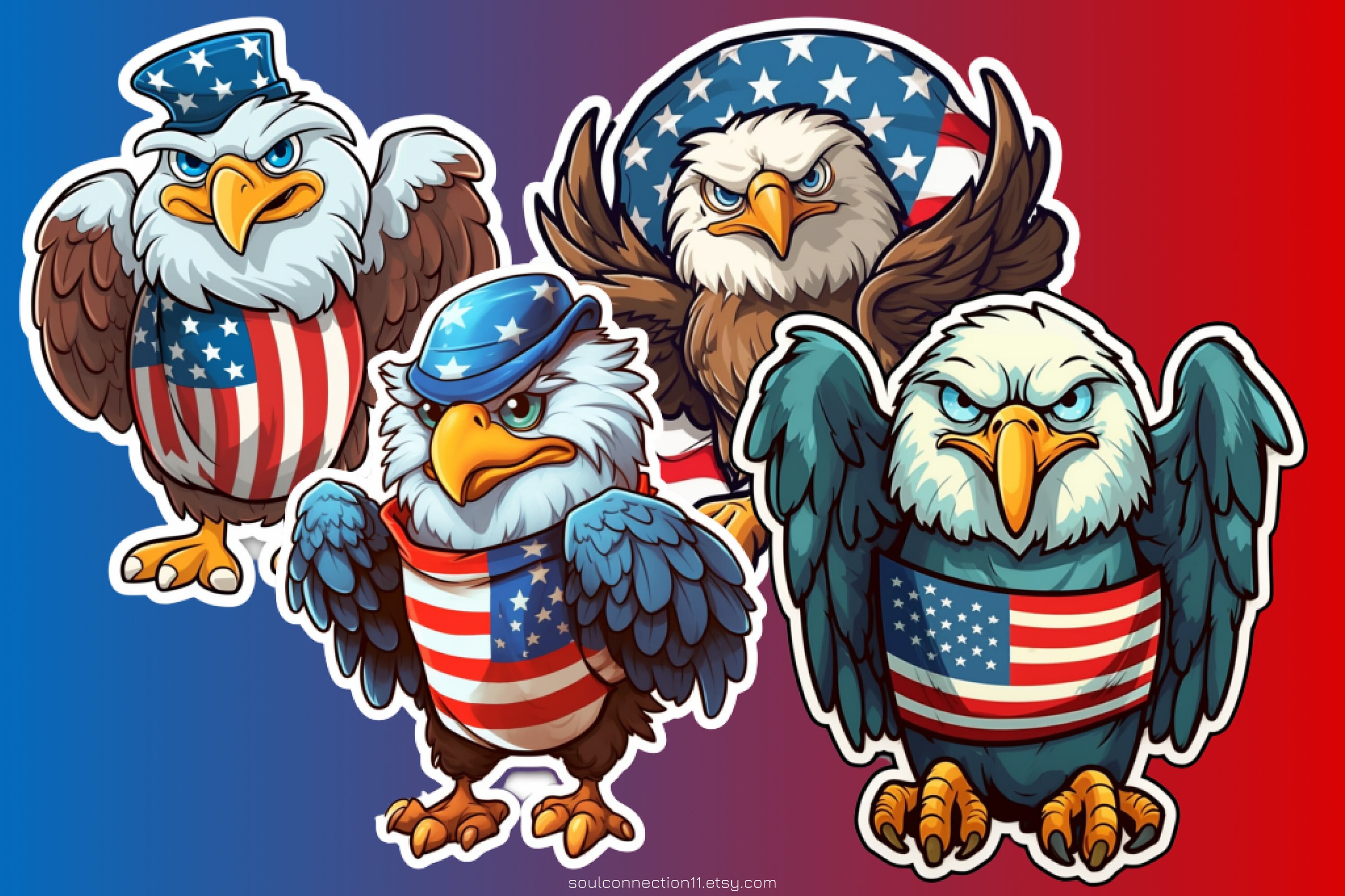 USA Patriotic Cupcake Toppers Printable American Eagle Cake - Etsy