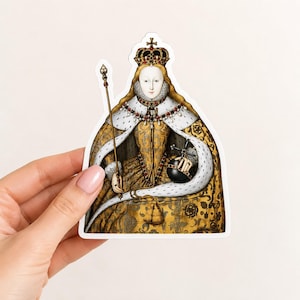 Drottning Elizabeth den första I vinylklistermärke | Tudor drottningsklistermärke | Engelsk historia klistermärke | Renässanskonst dekal | Historisk kunglighetsgåva