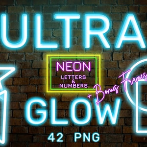 Ultra Neon Letters & Numbers PNG, Blue Neon Alphabet Clipart, Neon Letters Clipart, Neon Shapes Png, Neon Frames Png, Neon Font Scrapbooking