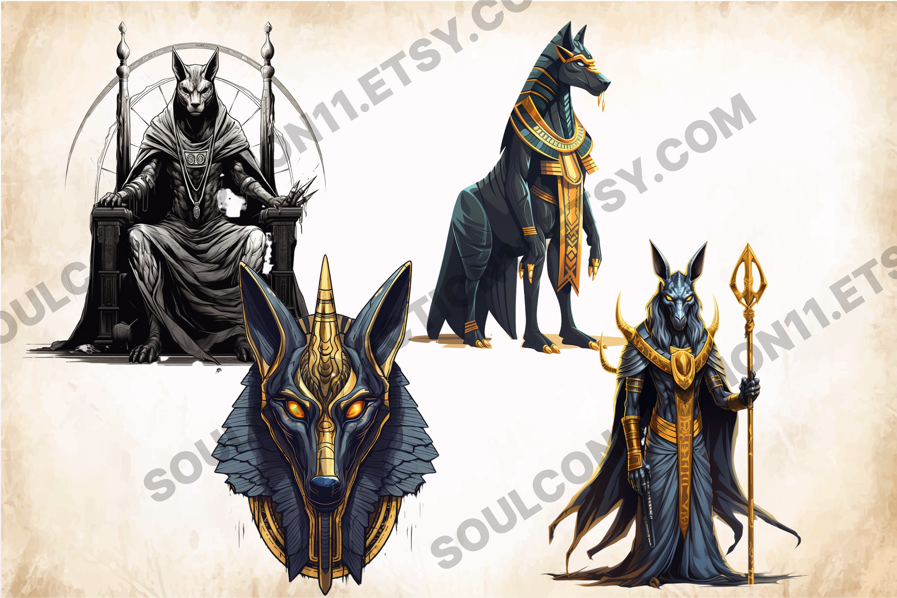 Anubis PNG Clipart Bundle, Egyptian God Images (digital) - Etsy