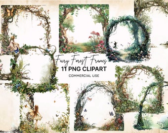 Fairy Forest Frames PNG Clipart, Fantasy Frame Image, Enchanted Forest, Sublimation Design, Digital Sticker.