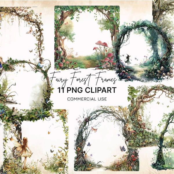Fairy Forest Frames PNG Clipart, Fantasy Frame Image, Enchanted Forest, Sublimation Design, Digital Sticker.