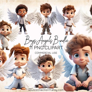 Boys Angels PNG-clipart, schattige jongens engelen afbeeldingen bundel, sublimatie ontwerp, digitale sticker, engel print, kerst clipart, verjaardagsdecor