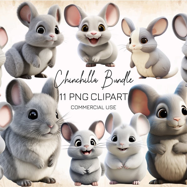 Cute Chinchilla PNG Clipart, Chinchilla Images Bundle, Home Animals Clipart, Sublimation Design, Digital Sticker, Chinchilla Print