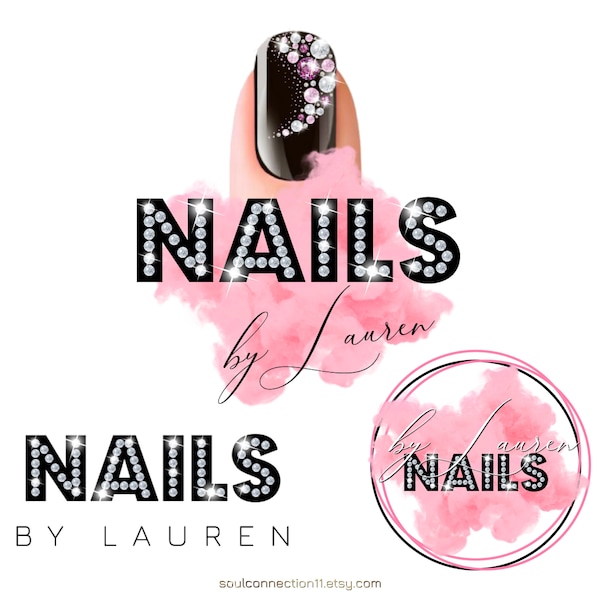 Nail Logo, Beauty Logo, Nail Tech Logo, Nail Salon Logo, Nail Logo Design, Premade Logo, Pink Nail Logo, Diamond Logo, Nail Business Logo