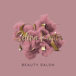 Blush Pink Custom Beauty Logo, Rose Gold Logo, Personalized Initials Logo, Business Branding, Beige Smoke Logo, Watercolor Logo, Luxury Logo