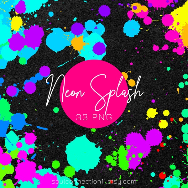 33 NEON Colors Splash PNG, Bright Colors Splash Clipart, Digital Neon Background, Neon Paint Splatters, Neon Overlays, Color Splash Clipart