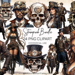 SteamPunk PNG Clipart, SteamPunk Skull Images Bundle, SteamPunk Skeleton,  Sublimation Design, Digital Sticker, SteamPunk Print