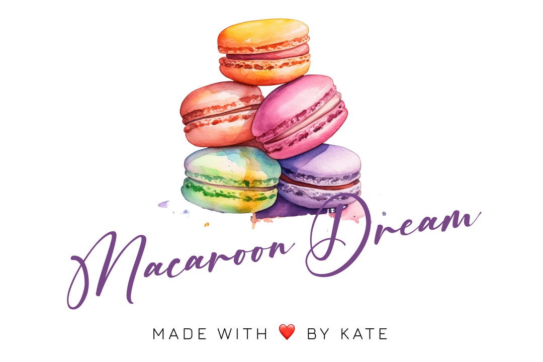 Macaron Logo Premade Logo Design Watercolor Macaroons Logo - Etsy