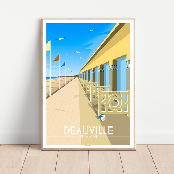 Affiche DEAUVILLE - NORMANDIE - Les PLANCHES