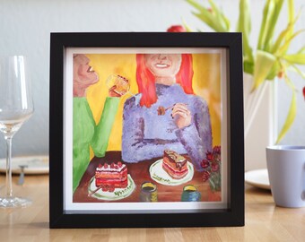 Artprint "Hearty Laughter" | Impresión artística | Café | Cake | Amigos | Arte