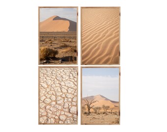 Póster fotográfico de Deadvlei, Sossusvlei, desierto de Namibia (juego de 4 imágenes) | Arte mural africano, retrato, paisaje de dunas del desierto, decoración digital