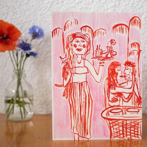 Original "Flitterwochen" | Kunst | Karte | Hochzeit | Flitterwochen | Geschenk | Canvas | Aquarell | A5