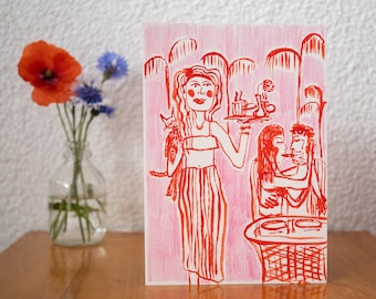 Original "Luna de Miel" | Arte | Tarjeta | Boda | Luna de Miel | Regalo | Lienzo | Acuarela | A5