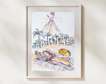 Original "Pase lo que pase" | Arte | Volcán | Verano | Playa | Desnudo | Lienzo | Acrílico | A5