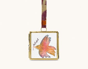 Mini artwork "spread peace" | 5.5 x 5.5 cm | Bird | Peace | Gift