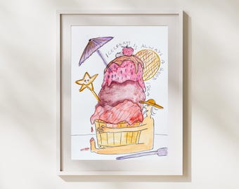 Original "La Era de Hielo" | Arte | Hielo | Dibujo lineal | Bellas Artes | Acuarela | Verano | A5