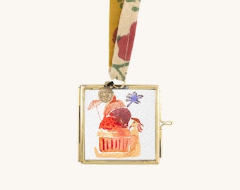 Mini artwork "ice cream lover" | 5.5 x 5.5 cm | Ice cream | Summer | Gift
