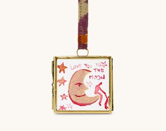 Mini artwork "Love you to the moon" | 5.5 x 5.5 cm | Love | Couple | Moon | Token of love