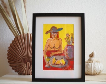 Original "La Dolce Vita" | Arte | Desnudo | Italia | Lienzo | Acrílico | A4