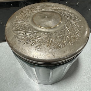 Vintage Glass Humidor with Metal Lid