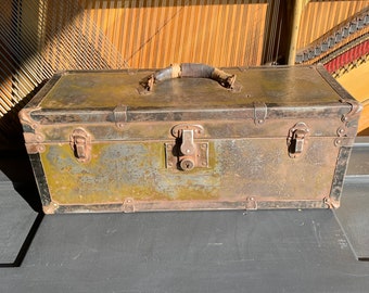Vintage Metal Encased Wood Tool Box
