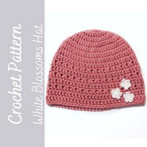 Patrón de gorro de crochet, patrón de gorro de quimioterapia de crochet, gorro de quimioterapia de crochet, patrón de crochet para principiantes, gorro con flores, patrón de gorro de crochet para mujer