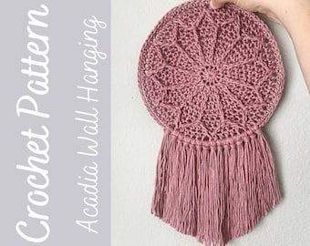 Acadia Wall Hanging, Crochet Wall Hanging Pattern, Padrão de Tapeçaria de Parede, Boho Wall Hanging Crochet Pattern, Decoração de Berçário de Crochê DIY