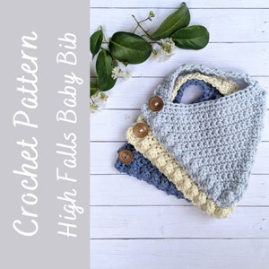 Crochet Lätzchen Muster, High Falls Baby Lätzchen Häkelmuster, Anfänger häkeln Baby Lätzchen, Häkeln Bandana Lätzchen Muster, häkeln Bandana Baby Lätzchen