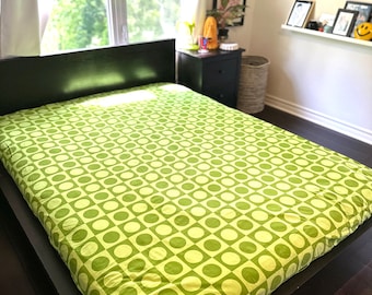 Texmade グリーン 幾何学模様 ツイン フラット シーツ 寝具 ベッド