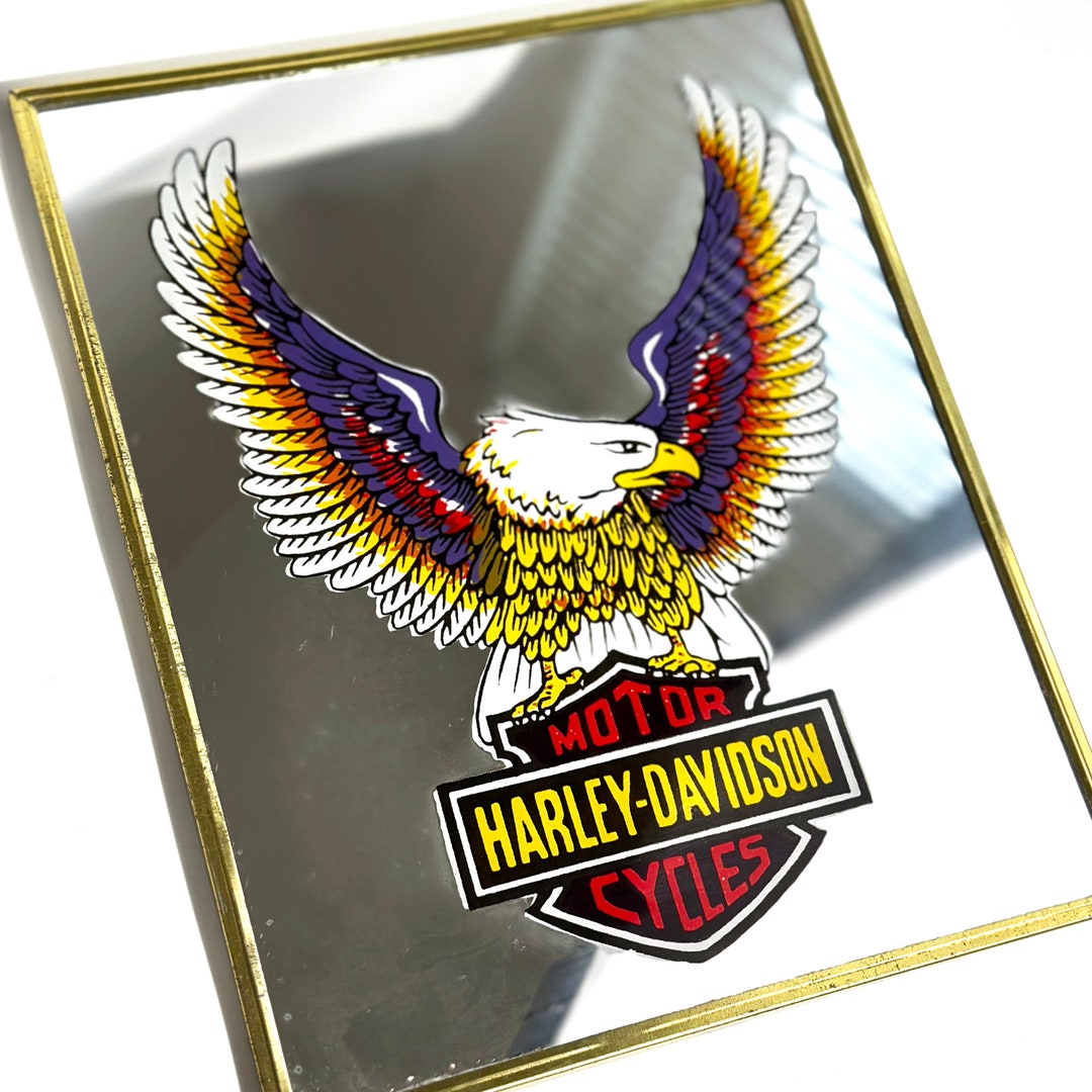 Harley Davidson Mirror Art RARE Vintage Framed Wall Hanging Etsy
