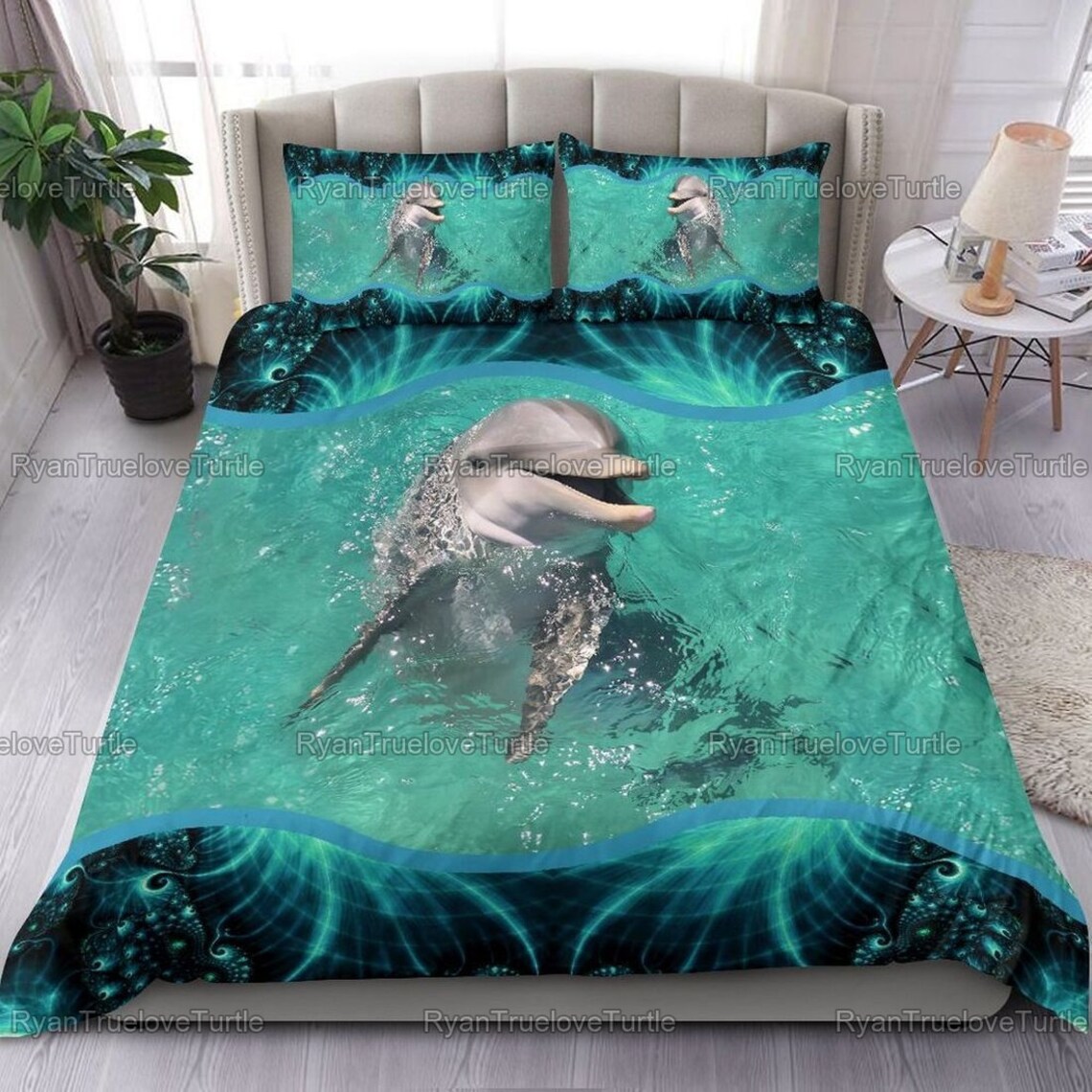 Dolphin Bedding Set Bed Sheet Cover Two Pillowcases Etsy