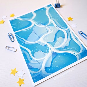 Stingrays Art Print , Kawaii Art Print, Cute Prints, Illustrated Art