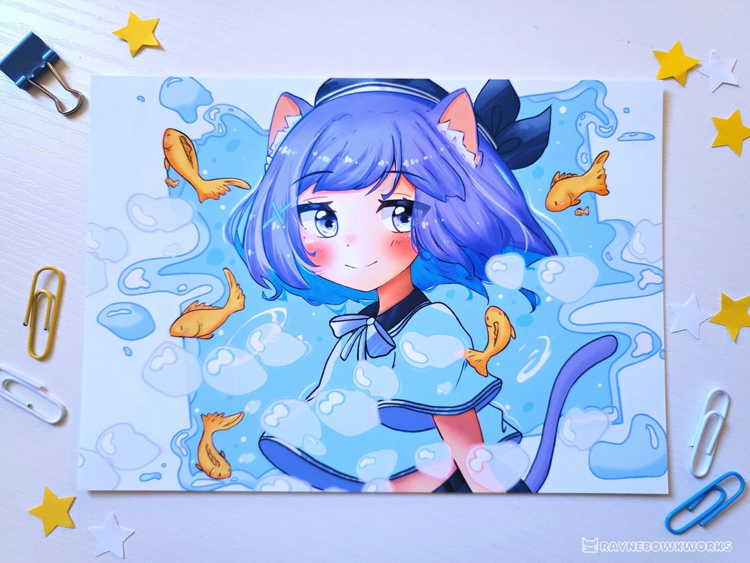 Bubbly Art Print Cute Anime Aesthetic Art Original Art Anime Prints