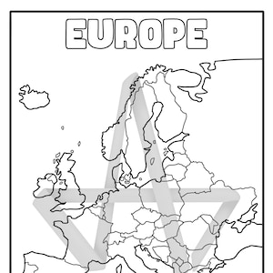 Mappa dell'Europa da colorare pagina digitale