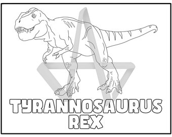 T Rex Dinosaur Kids Adult Coloring Page Digital