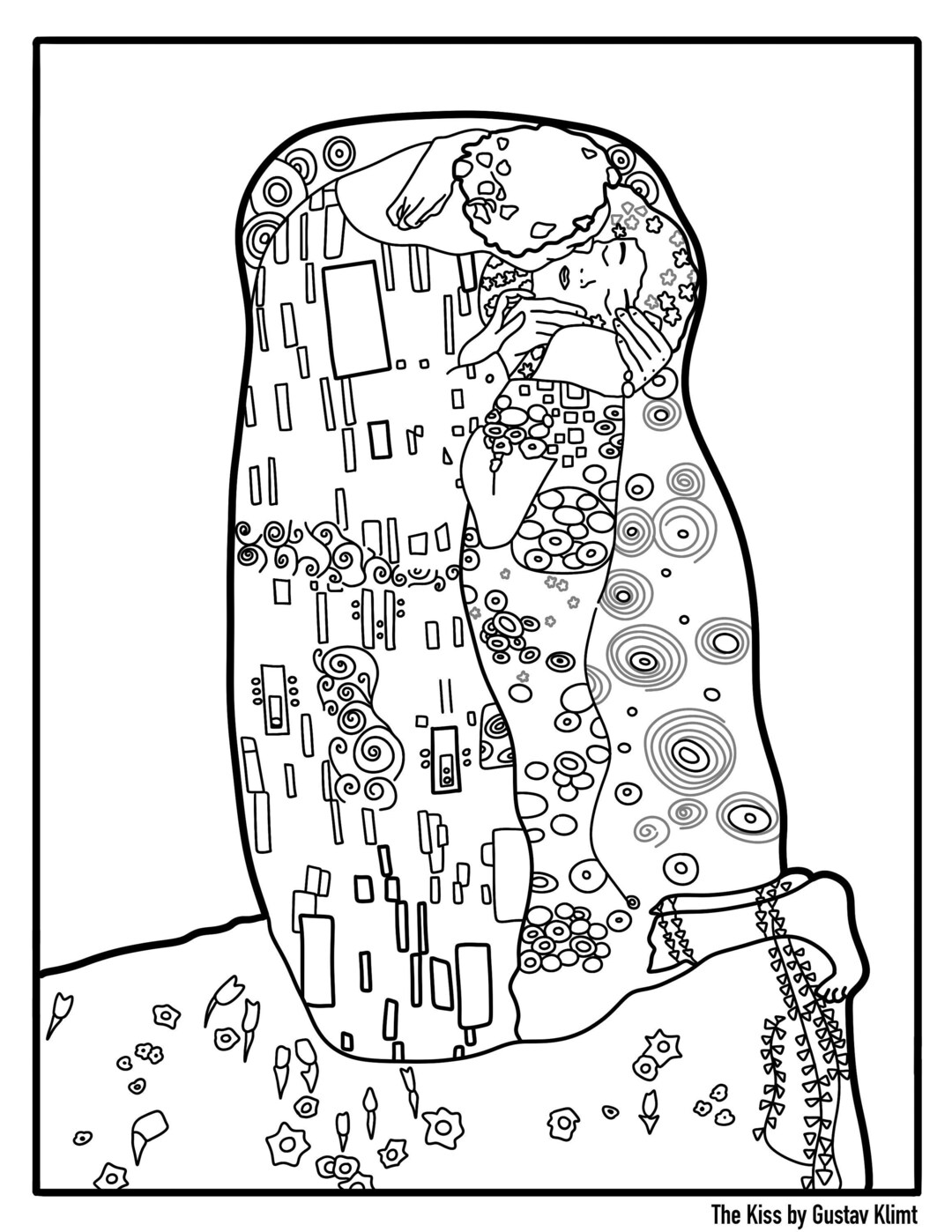 The Kiss Adult Coloring Page Digital - Etsy