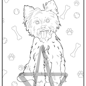 Yorkie Dog Adult Coloring Page Digital