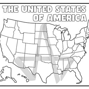 Map of The United States of America Coloring Page Digital