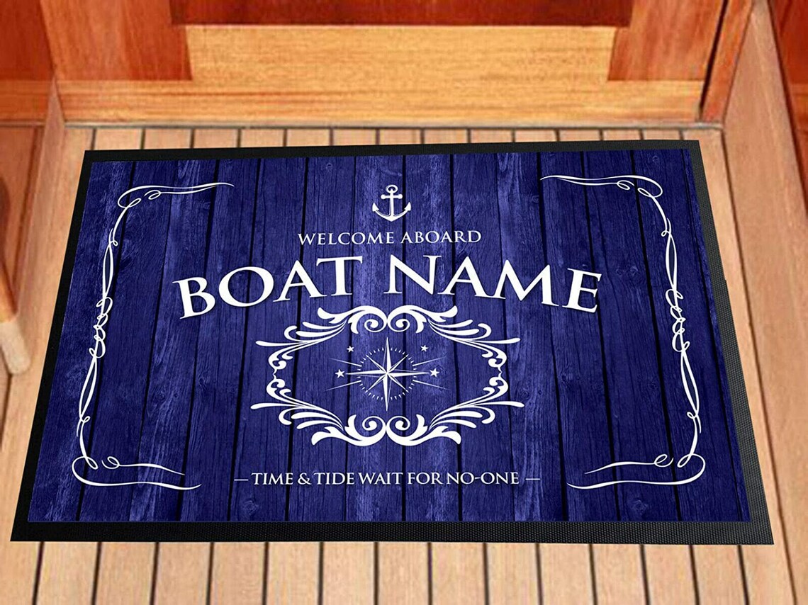 Personalised Boat Entrance Mat Barge Yacht In Door Blue Anchor Etsy
