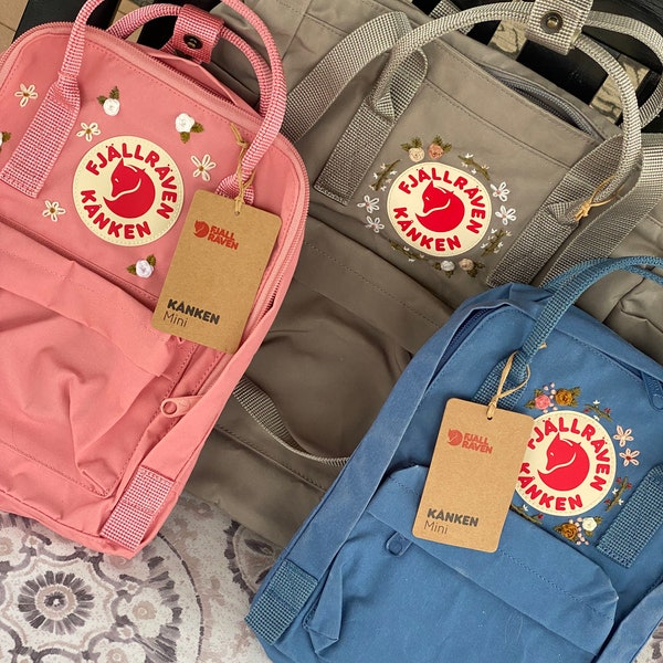 EMBROIDERY FJALLRAVEN KANKEN Backpacks | Made to Order | Customizable | Floral Embroidery | Daisies | Backpack | Embroidery