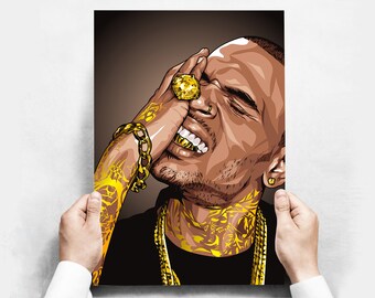 Chris Brown Wall Print Chris Brown Poster Chris Brown Wall Art Chris Brown Home Decor Chris Brown Watercolor Print