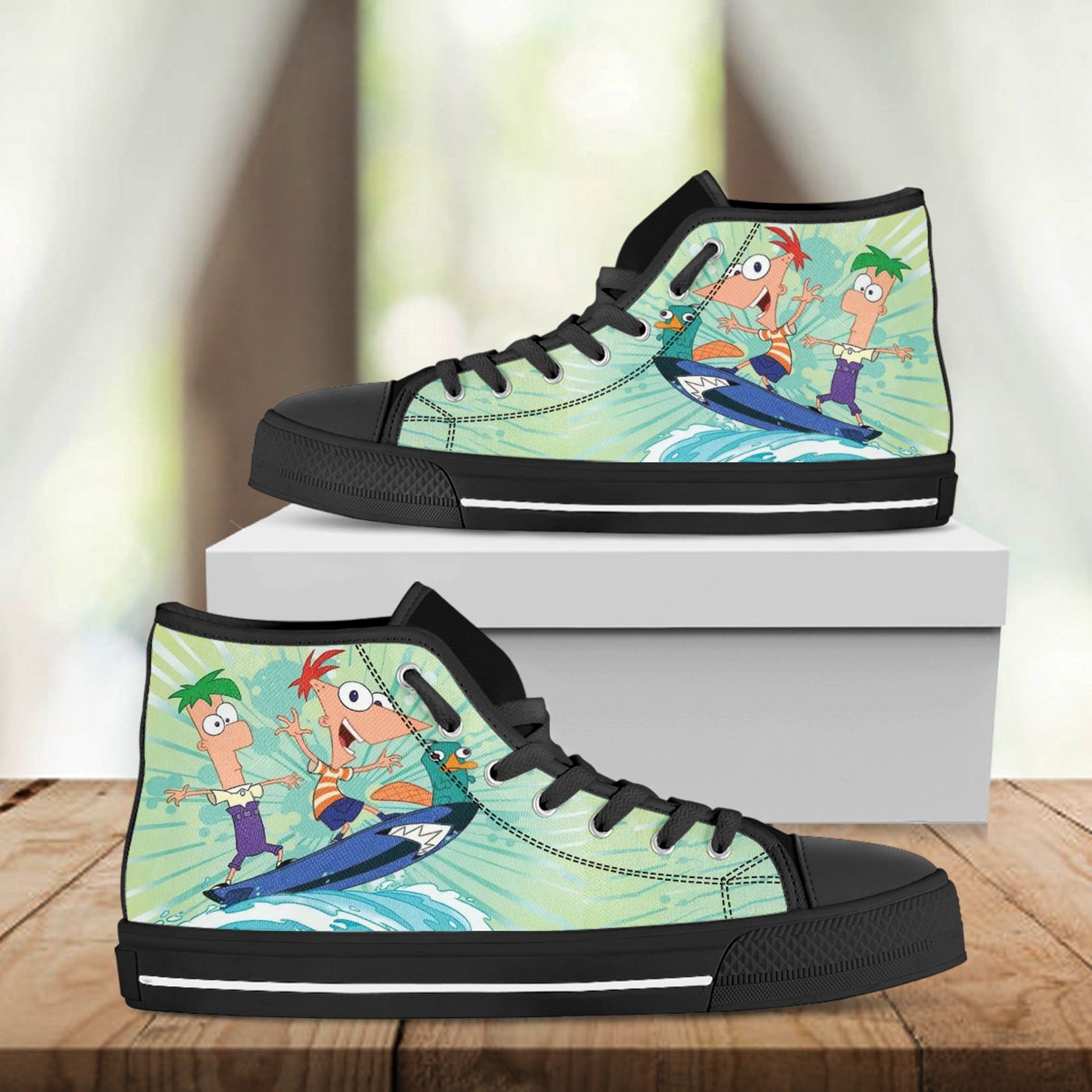 Phineas And Ferb Casual Hightop Perry Shoes Disney Hightop | Etsy